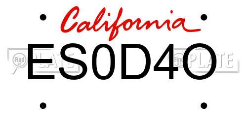 ES0D4O California License Plate