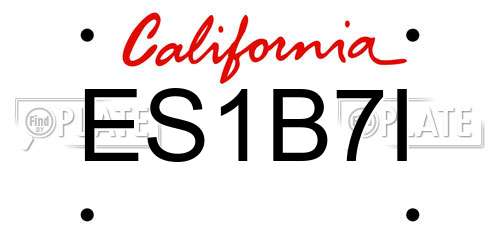 ES1B7I California License Plate