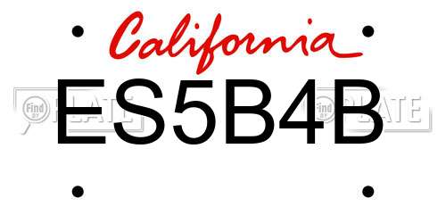 ES5B4B California License Plate