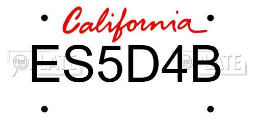 ES5D4B California License Plate