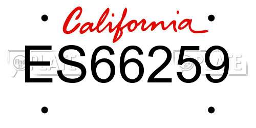 ES66259 California License Plate