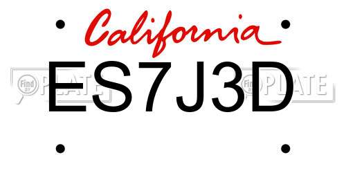 ES7J3D California License Plate