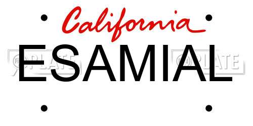 ESAMIAL California License Plate