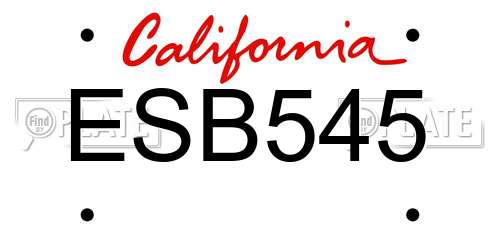 ESB545 California License Plate