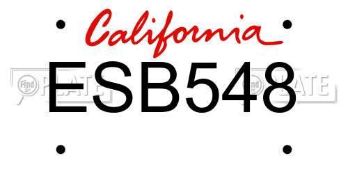 ESB548 California License Plate