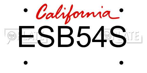 ESB54S California License Plate