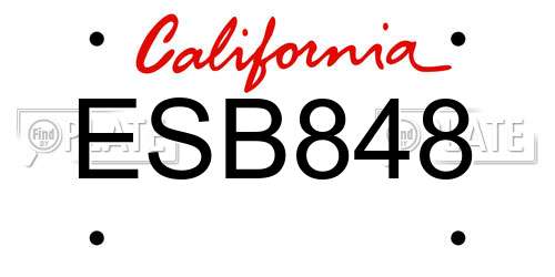 ESB848 California License Plate