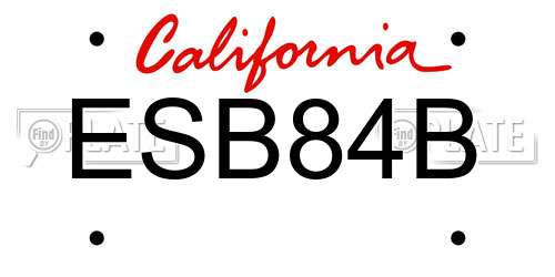 ESB84B California License Plate