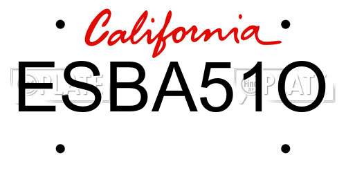 ESBA51O California License Plate
