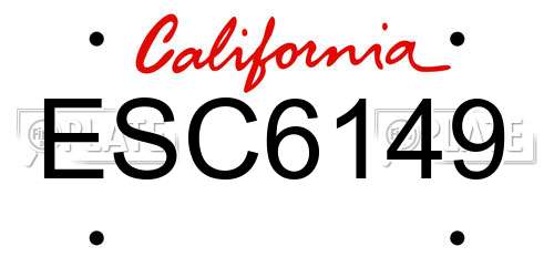 ESC6149 California License Plate