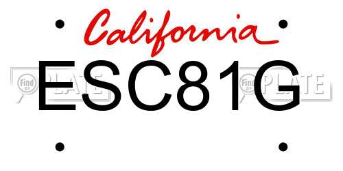 ESC81G California License Plate