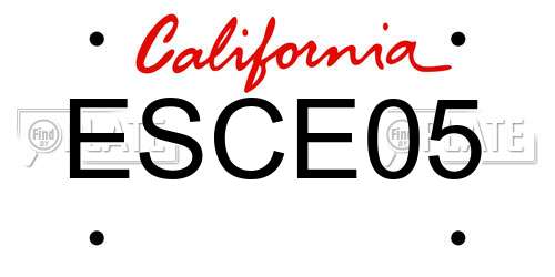 ESCE05 California License Plate