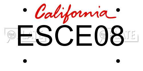 ESCE08 California License Plate