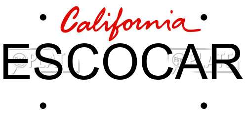 ESCOCAR California License Plate