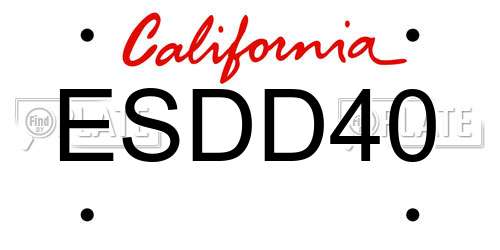 ESDD40 California License Plate