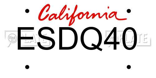 ESDQ40 California License Plate