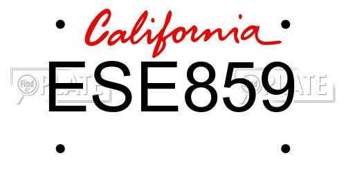 ESE859 California License Plate