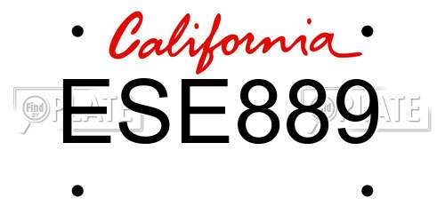 ESE889 California License Plate