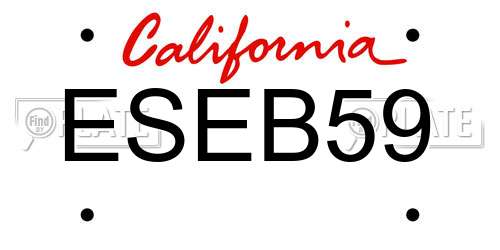 ESEB59 California License Plate