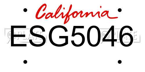 ESG5046 California License Plate