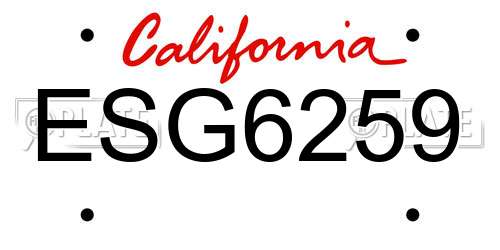 ESG6259 California License Plate