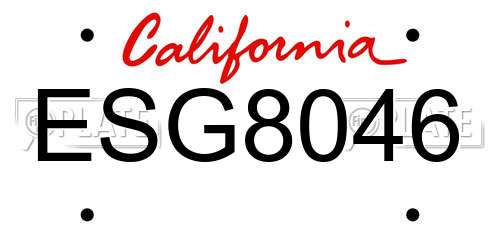 ESG8046 California License Plate
