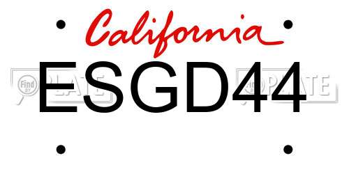 ESGD44 California License Plate