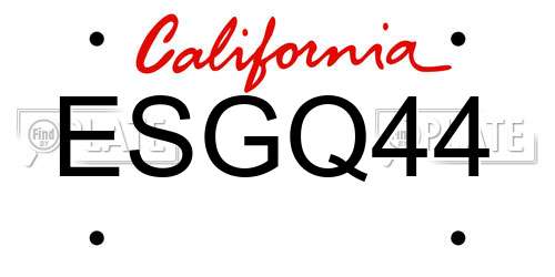 ESGQ44 California License Plate