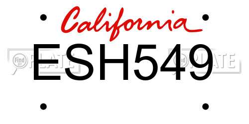 ESH549 California License Plate