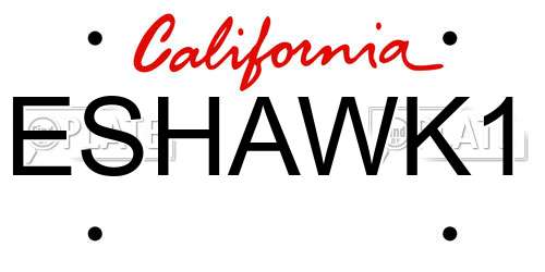 ESHAWK1 California License Plate
