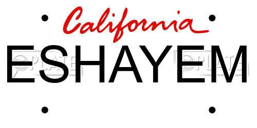 ESHAYEM California License Plate