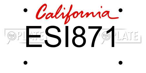 ESI871 California License Plate