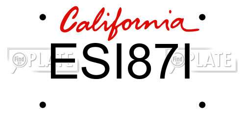 ESI87I California License Plate