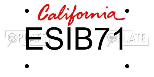 ESIB71 California License Plate