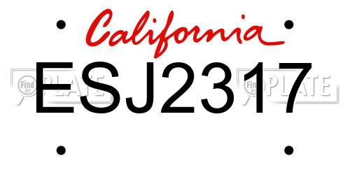ESJ2317 California License Plate