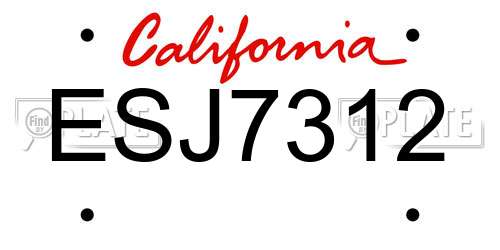 ESJ7312 California License Plate