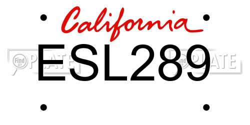 ESL289 California License Plate