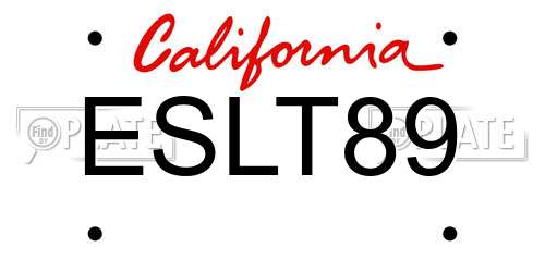 ESLT89 California License Plate