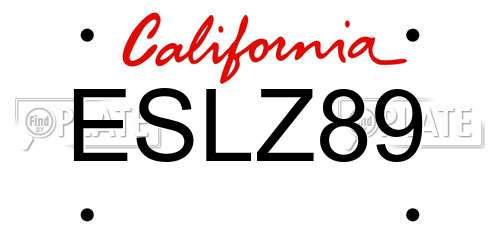 ESLZ89 California License Plate