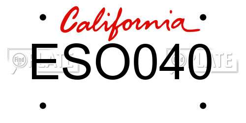 ESO040 California License Plate