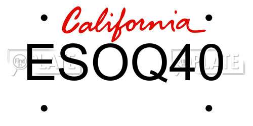 ESOQ40 California License Plate