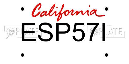 ESP57I California License Plate