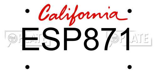ESP871 California License Plate