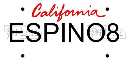 ESPINO8 California License Plate