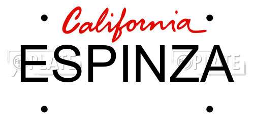 ESPINZA California License Plate