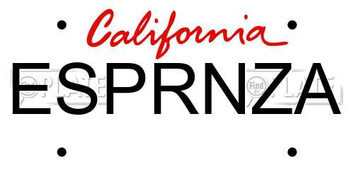 ESPRNZA California License Plate
