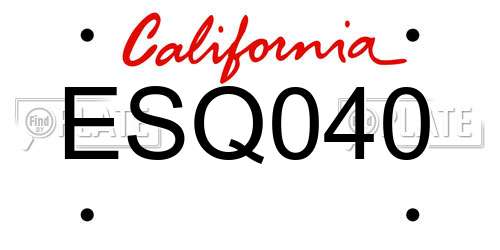 ESQ040 California License Plate