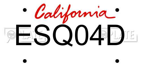 ESQ04D California License Plate