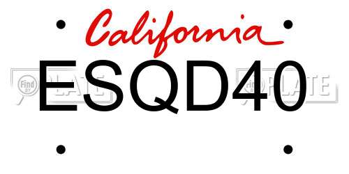 ESQD40 California License Plate