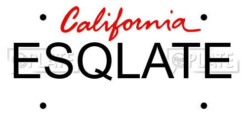 ESQLATE California License Plate